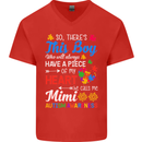 Boy Calls Me Mimi Autistic Autism Awareness Mens V-Neck Cotton T-Shirt Red