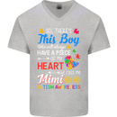 Boy Calls Me Mimi Autistic Autism Awareness Mens V-Neck Cotton T-Shirt Sports Grey