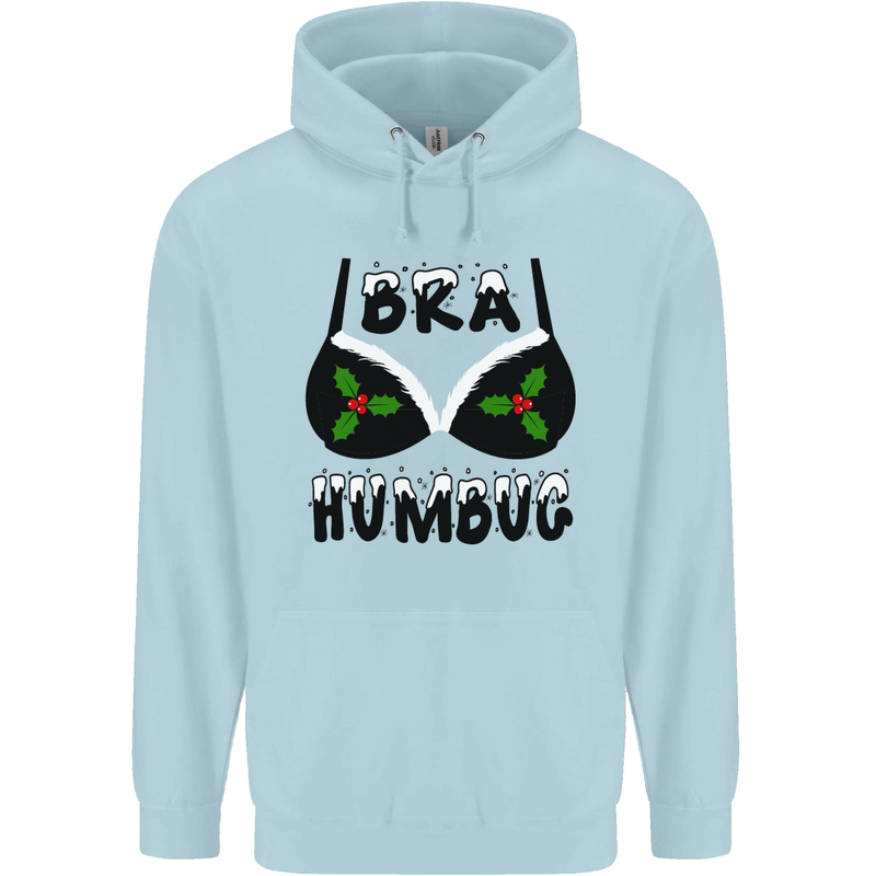 Bra Humbug Holly Funny Christmas Xmas Childrens Kids Hoodie Light Blue