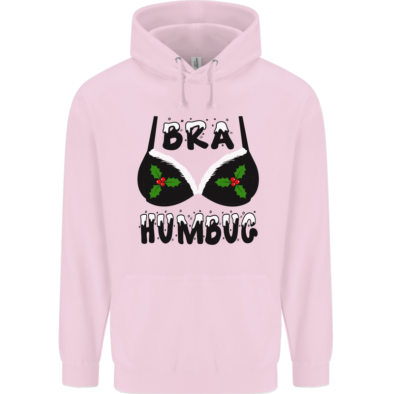 Bra Humbug Holly Funny Christmas Xmas Childrens Kids Hoodie Light Pink