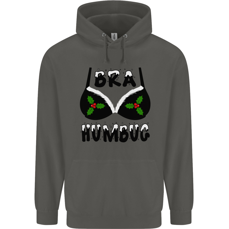 Bra Humbug Holly Funny Christmas Xmas Childrens Kids Hoodie Storm Grey