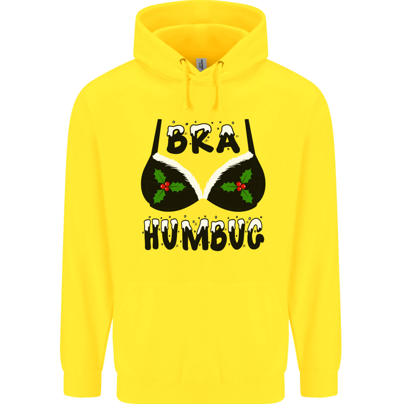 Bra Humbug Holly Funny Christmas Xmas Childrens Kids Hoodie Yellow