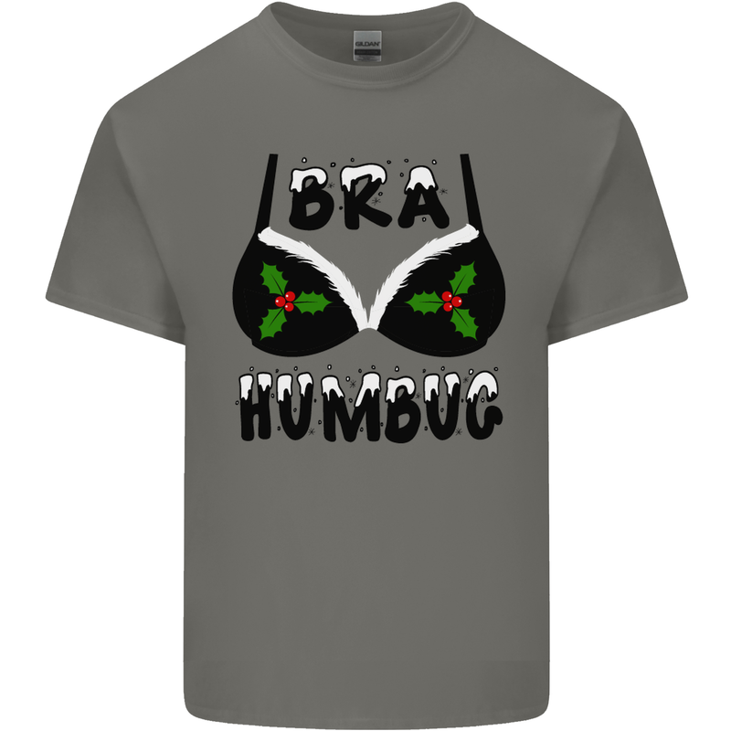 Bra Humbug Holly Funny Christmas Xmas Kids T-Shirt Childrens Charcoal