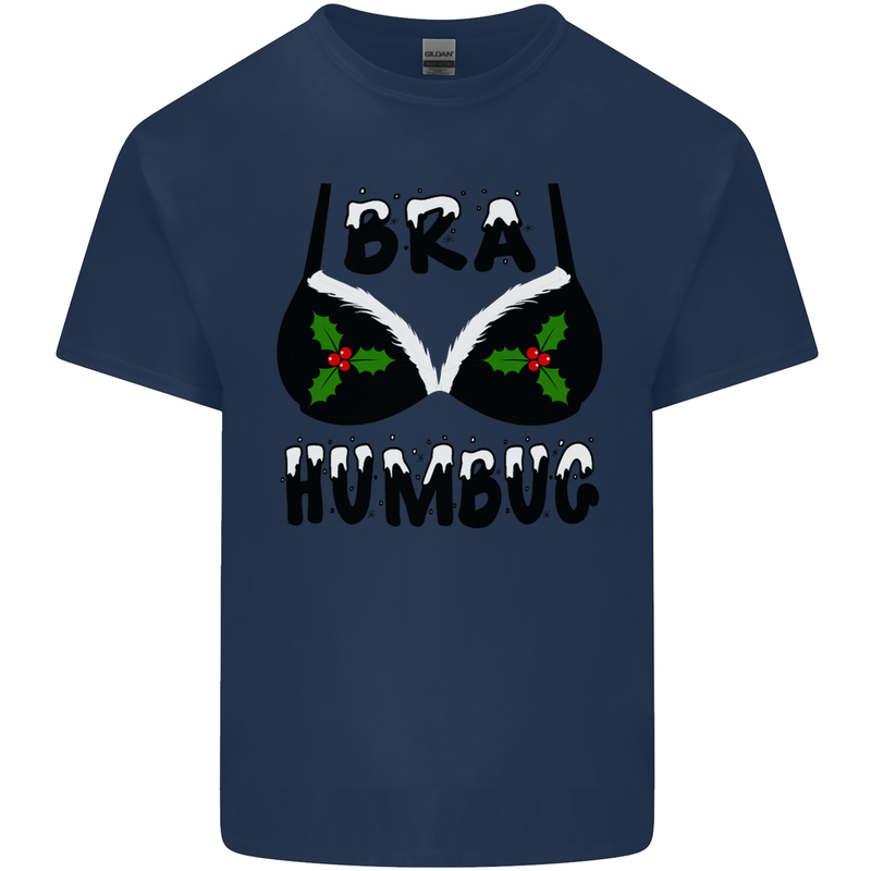 Bra Humbug Holly Funny Christmas Xmas Kids T-Shirt Childrens Navy Blue