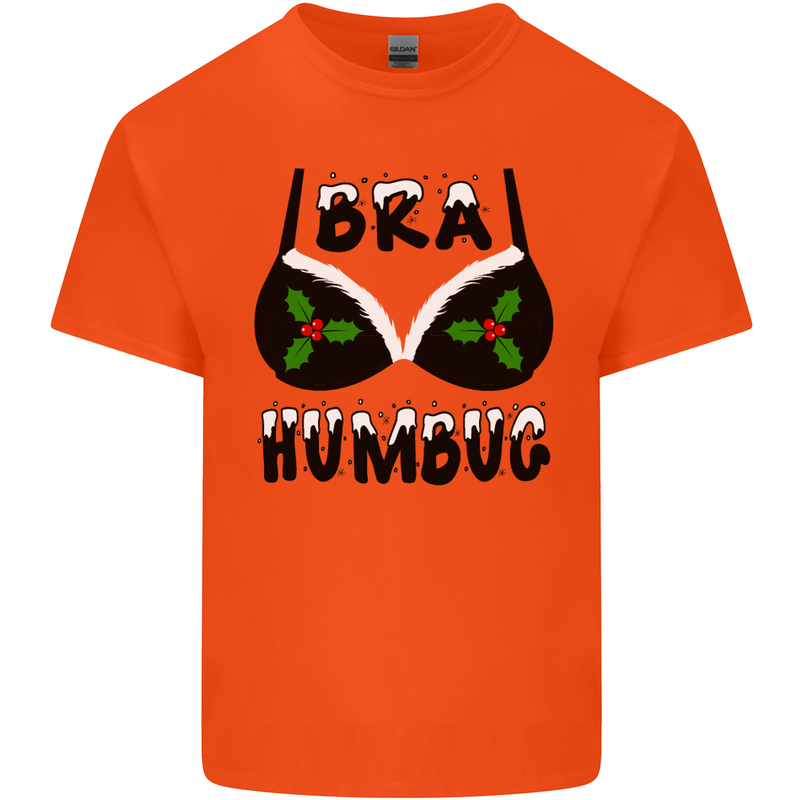 Bra Humbug Holly Funny Christmas Xmas Kids T-Shirt Childrens Orange