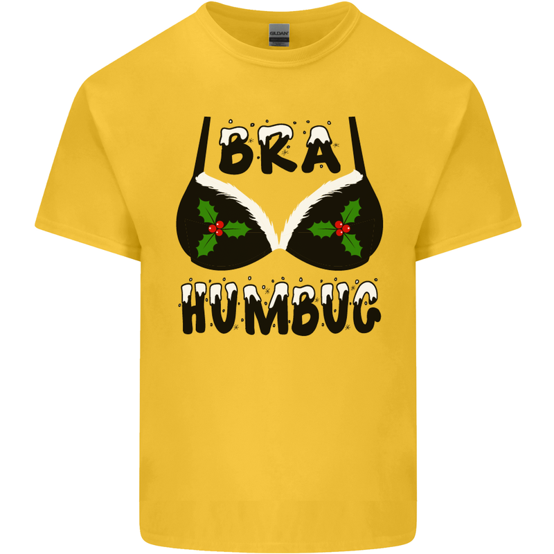 Bra Humbug Holly Funny Christmas Xmas Kids T-Shirt Childrens Yellow