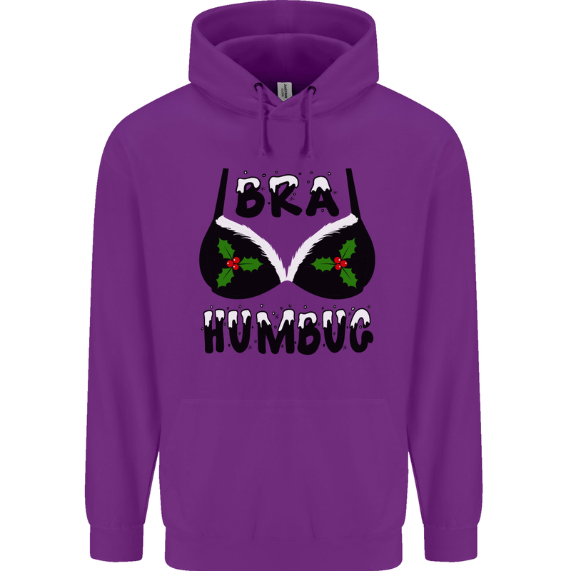 Bra Humbug Holly Funny Christmas Xmas Mens 80% Cotton Hoodie Purple