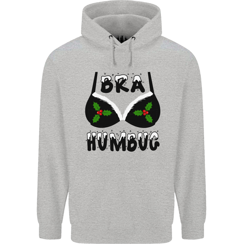 Bra Humbug Holly Funny Christmas Xmas Mens 80% Cotton Hoodie Sports Grey