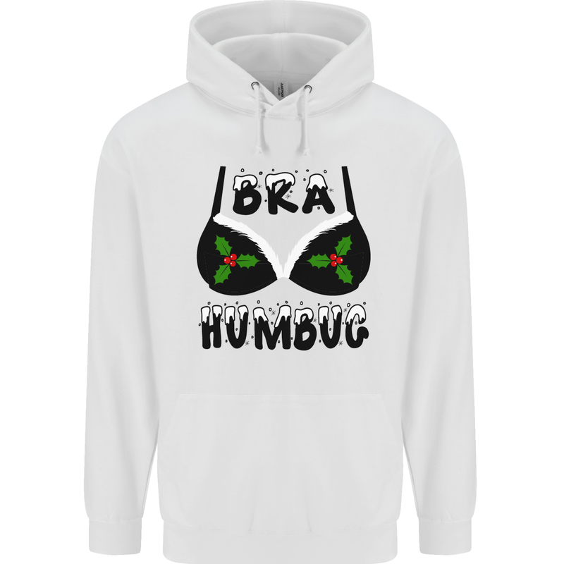 Bra Humbug Holly Funny Christmas Xmas Mens 80% Cotton Hoodie White