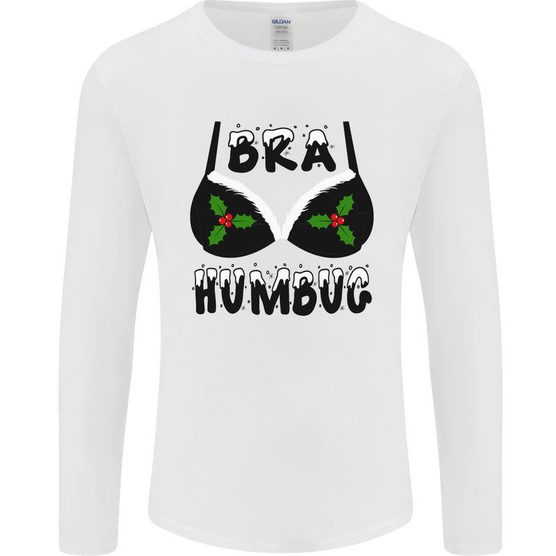Bra Humbug Holly Funny Christmas Xmas Mens Long Sleeve T-Shirt White