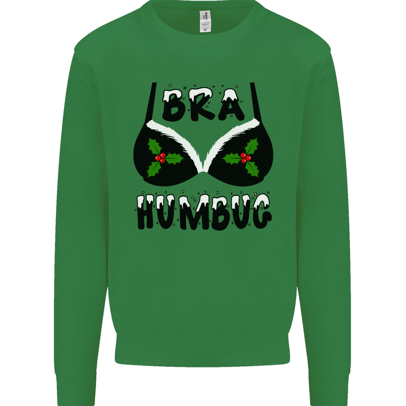Bra Humbug Holly Funny Christmas Xmas Mens Sweatshirt Jumper Irish Green