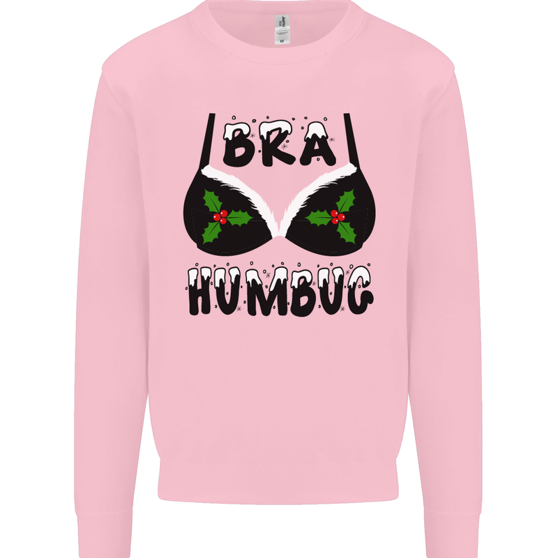 Bra Humbug Holly Funny Christmas Xmas Mens Sweatshirt Jumper Light Pink