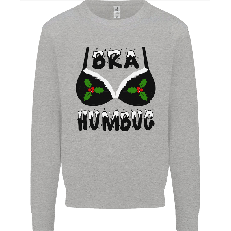 Bra Humbug Holly Funny Christmas Xmas Mens Sweatshirt Jumper Sports Grey