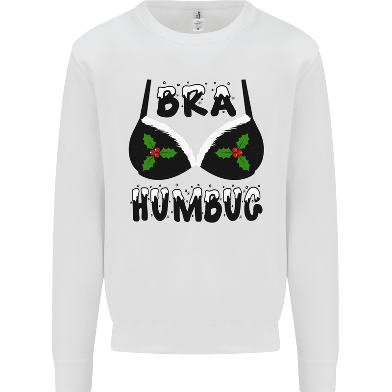 Bra Humbug Holly Funny Christmas Xmas Mens Sweatshirt Jumper White