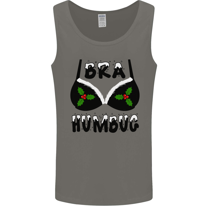 Bra Humbug Holly Funny Christmas Xmas Mens Vest Tank Top Charcoal