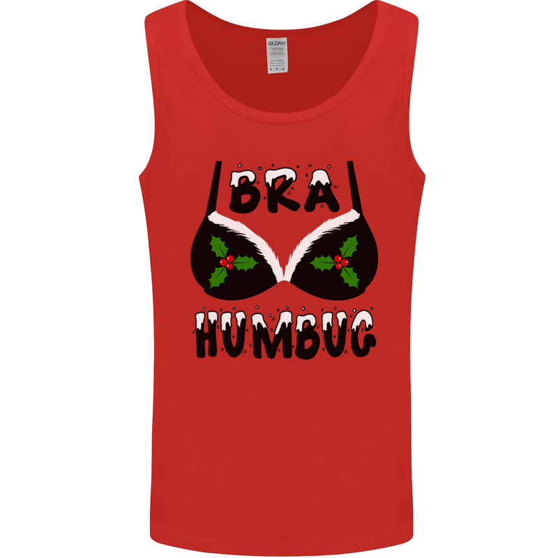 Bra Humbug Holly Funny Christmas Xmas Mens Vest Tank Top Red
