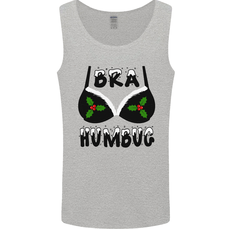 Bra Humbug Holly Funny Christmas Xmas Mens Vest Tank Top Sports Grey