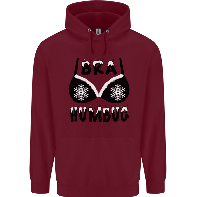 Bra Humbug Snowflake Funny Christmas Childrens Kids Hoodie Maroon
