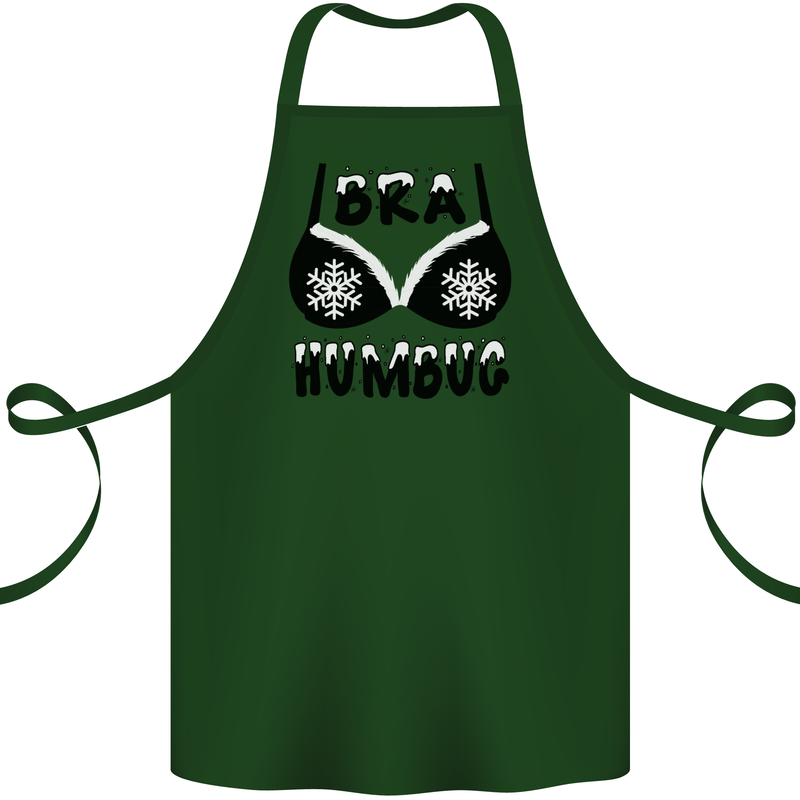Bra Humbug Snowflake Funny Christmas Cotton Apron 100% Organic Forest Green