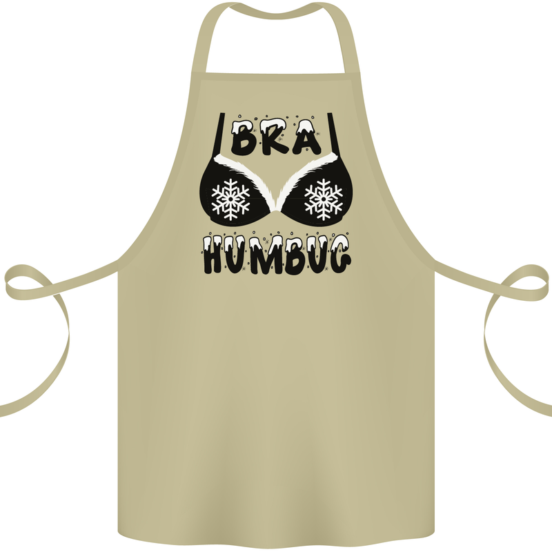 Bra Humbug Snowflake Funny Christmas Cotton Apron 100% Organic Khaki