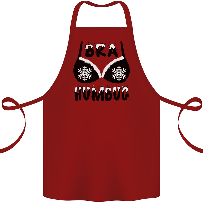 Bra Humbug Snowflake Funny Christmas Cotton Apron 100% Organic Maroon