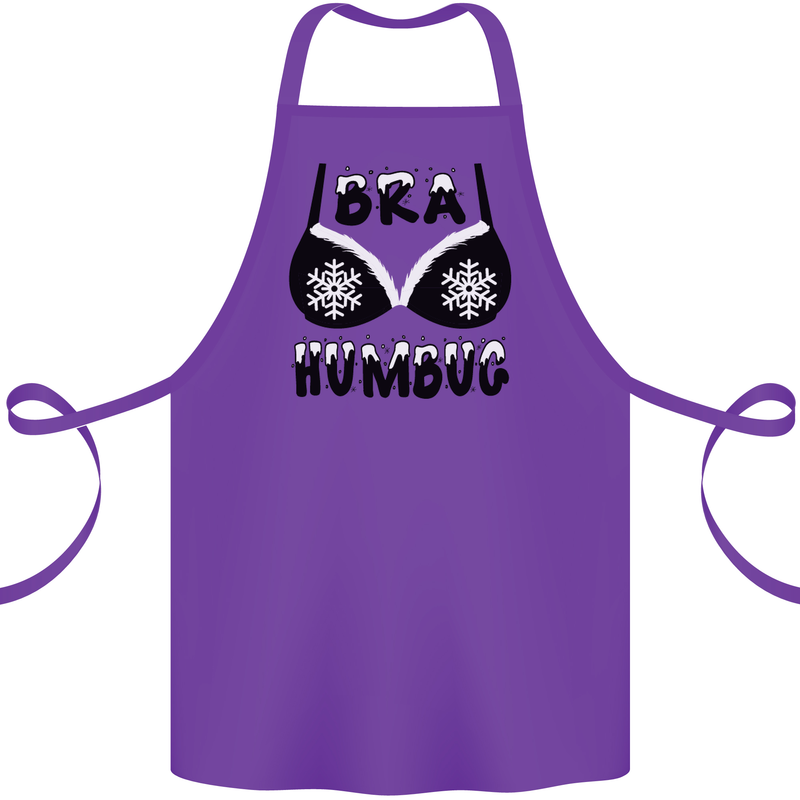 Bra Humbug Snowflake Funny Christmas Cotton Apron 100% Organic Purple