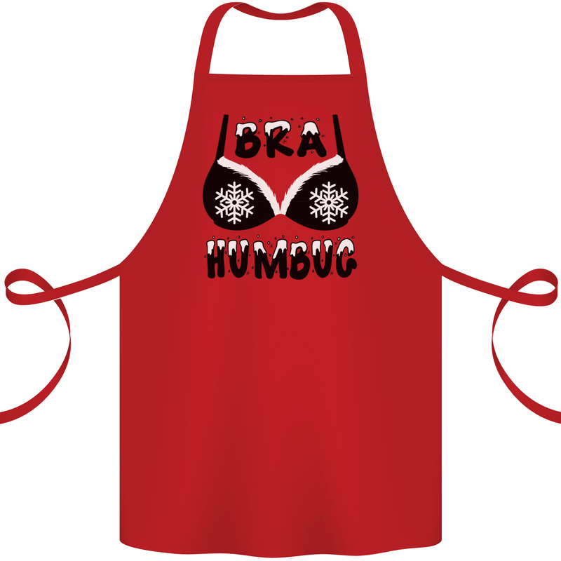 Bra Humbug Snowflake Funny Christmas Cotton Apron 100% Organic Red
