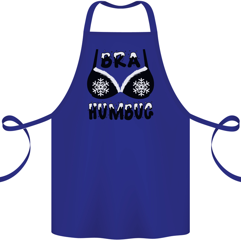 Bra Humbug Snowflake Funny Christmas Cotton Apron 100% Organic Royal Blue