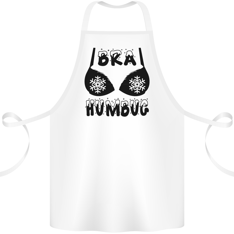 Bra Humbug Snowflake Funny Christmas Cotton Apron 100% Organic White