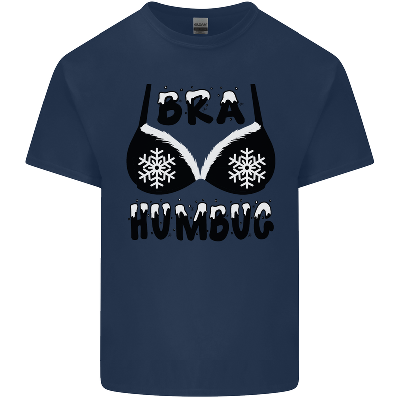 Bra Humbug Snowflake Funny Christmas Kids T-Shirt Childrens Navy Blue