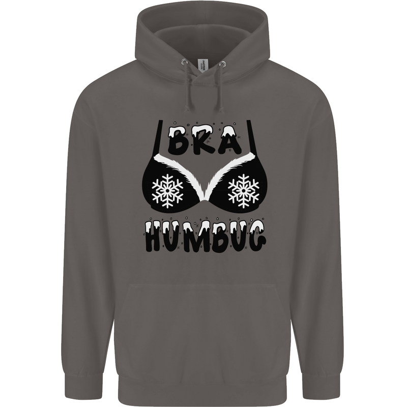Bra Humbug Snowflake Funny Christmas Mens 80% Cotton Hoodie Charcoal