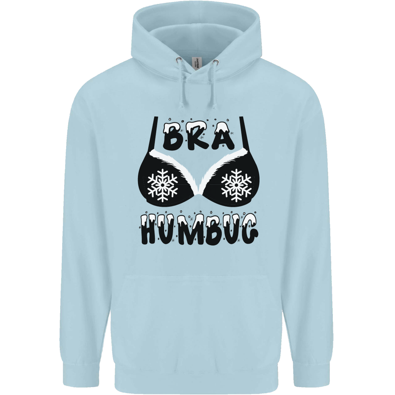 Bra Humbug Snowflake Funny Christmas Mens 80% Cotton Hoodie Light Blue