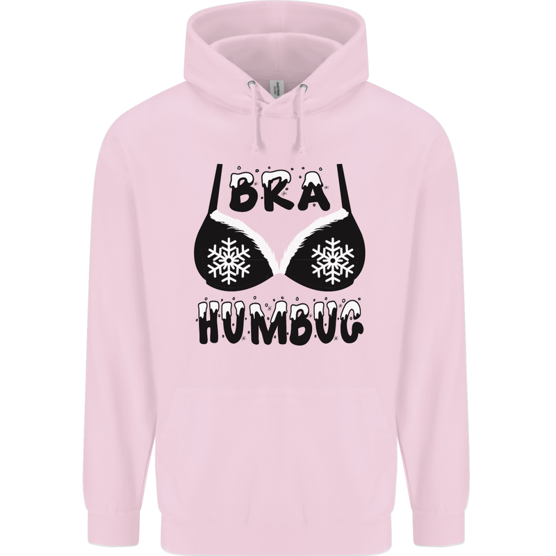 Bra Humbug Snowflake Funny Christmas Mens 80% Cotton Hoodie Light Pink