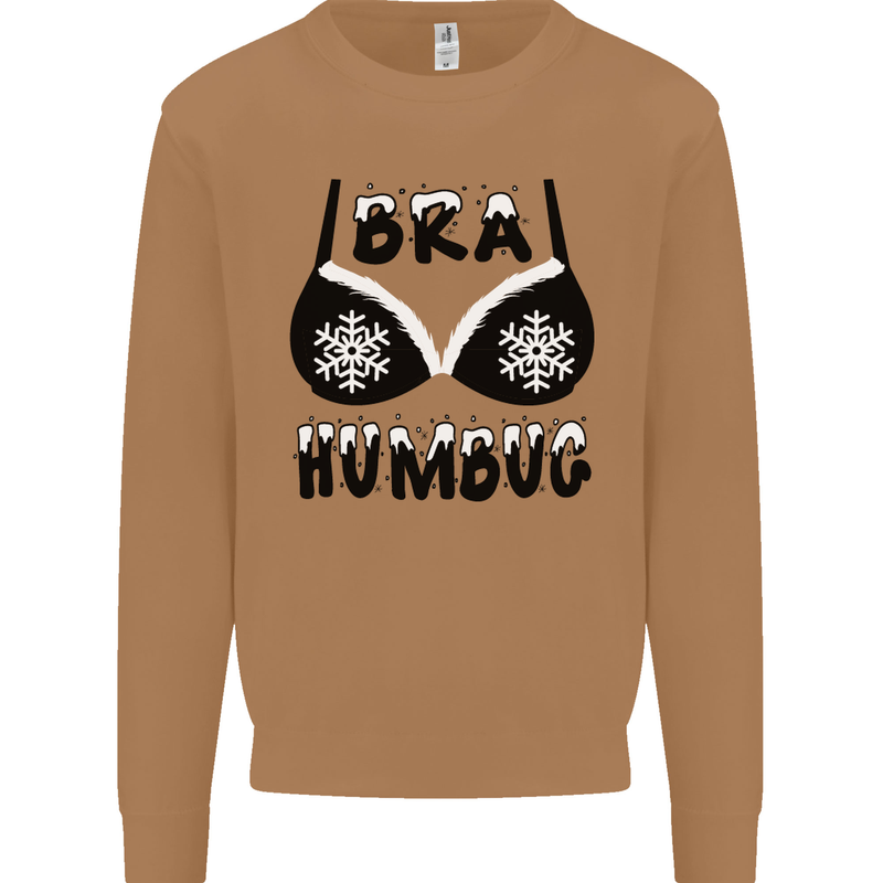 Bra Humbug Snowflake Funny Christmas Mens Sweatshirt Jumper Caramel Latte