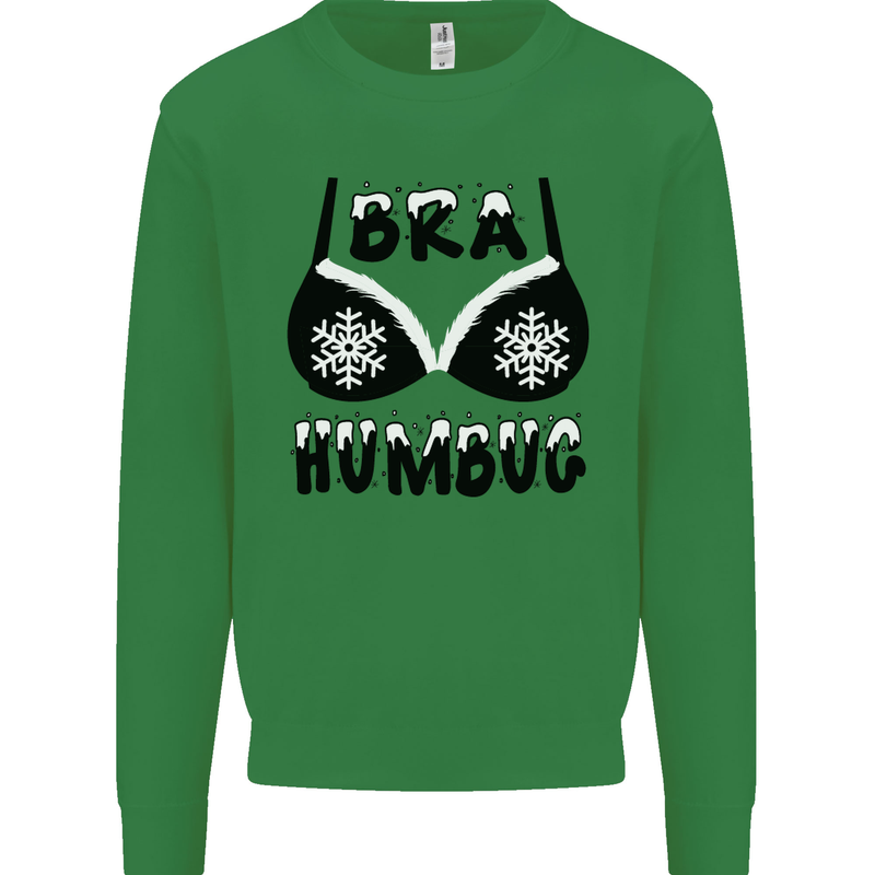 Bra Humbug Snowflake Funny Christmas Mens Sweatshirt Jumper Irish Green