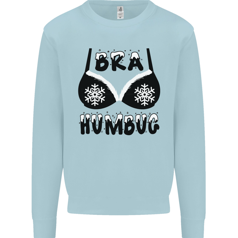 Bra Humbug Snowflake Funny Christmas Mens Sweatshirt Jumper Light Blue