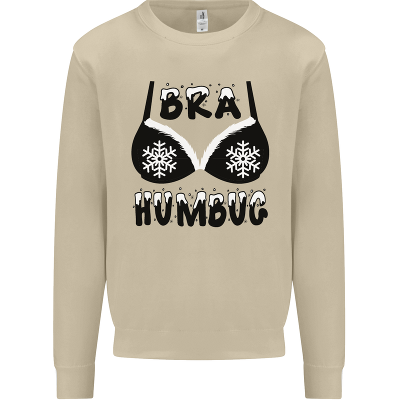 Bra Humbug Snowflake Funny Christmas Mens Sweatshirt Jumper Sand