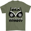 Bra Humbug Snowflake Funny Christmas Mens T-Shirt Cotton Gildan Military Green