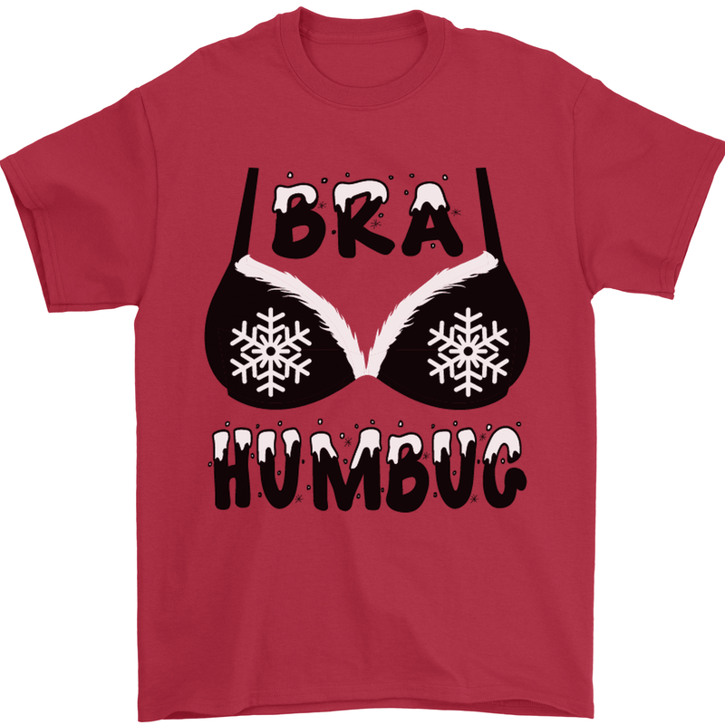 Bra Humbug Snowflake Funny Christmas Mens T-Shirt Cotton Gildan Red