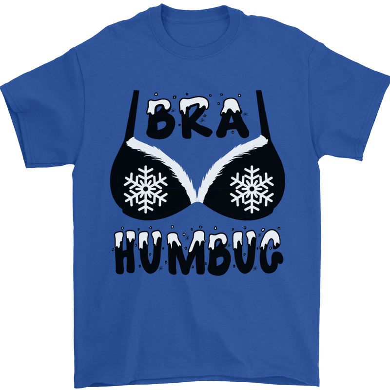 Bra Humbug Snowflake Funny Christmas Mens T-Shirt Cotton Gildan Royal Blue