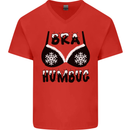 Bra Humbug Snowflake Funny Christmas Mens V-Neck Cotton T-Shirt Red