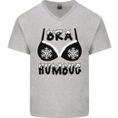 Bra Humbug Snowflake Funny Christmas Mens V-Neck Cotton T-Shirt Sports Grey
