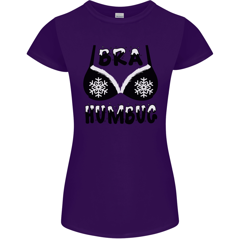 Bra Humbug Snowflake Funny Christmas Womens Petite Cut T-Shirt Purple
