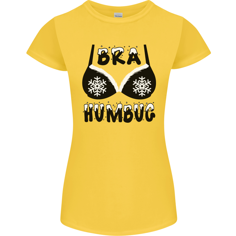 Bra Humbug Snowflake Funny Christmas Womens Petite Cut T-Shirt Yellow