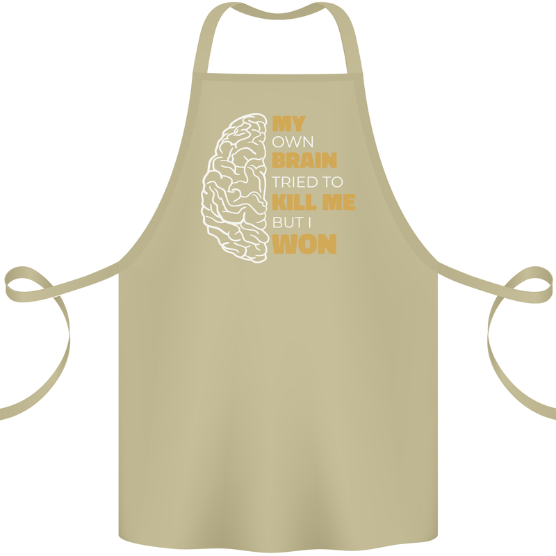 Brain Cancer Aneurysm Awareness Cotton Apron 100% Organic Khaki