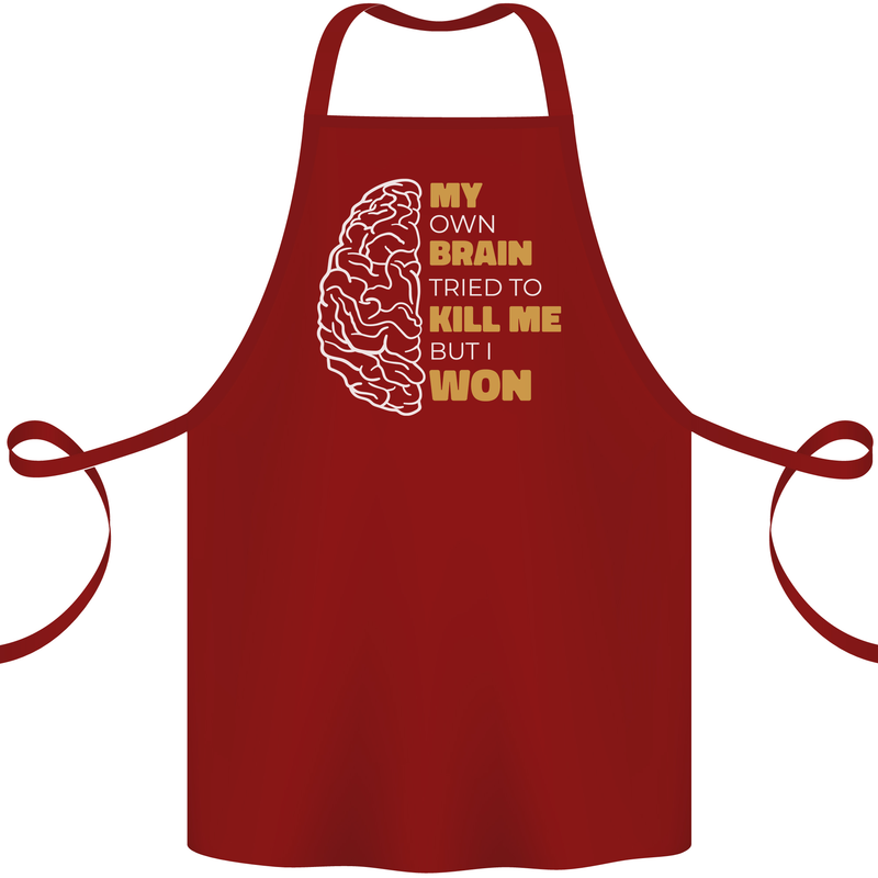 Brain Cancer Aneurysm Awareness Cotton Apron 100% Organic Maroon