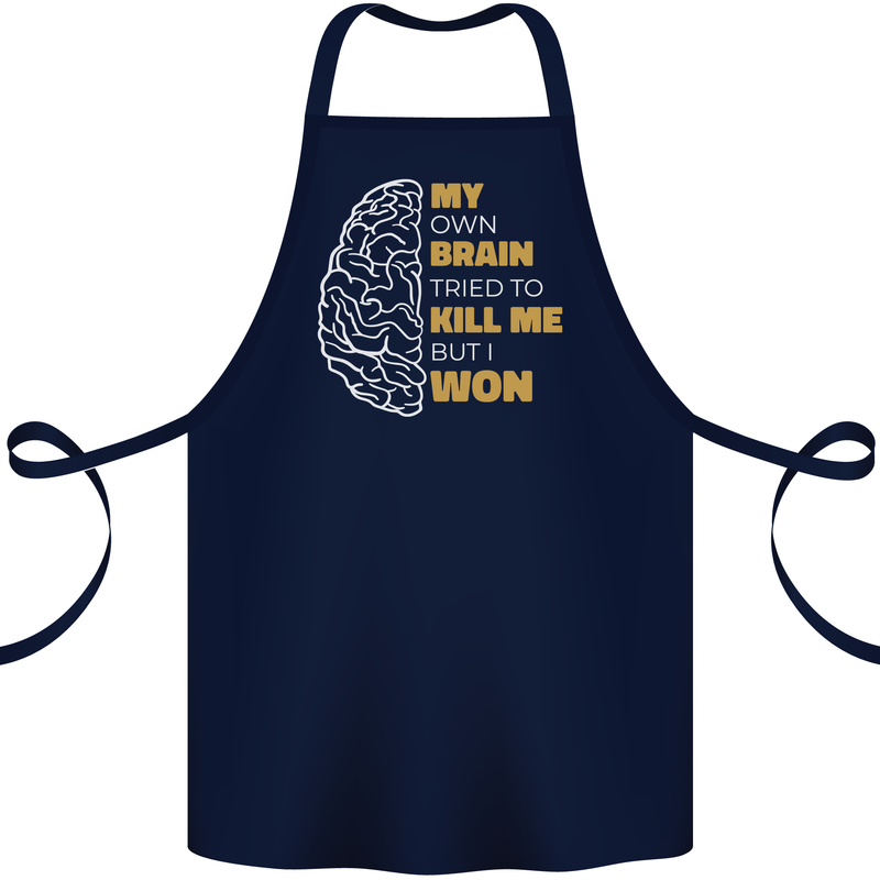 Brain Cancer Aneurysm Awareness Cotton Apron 100% Organic Navy Blue