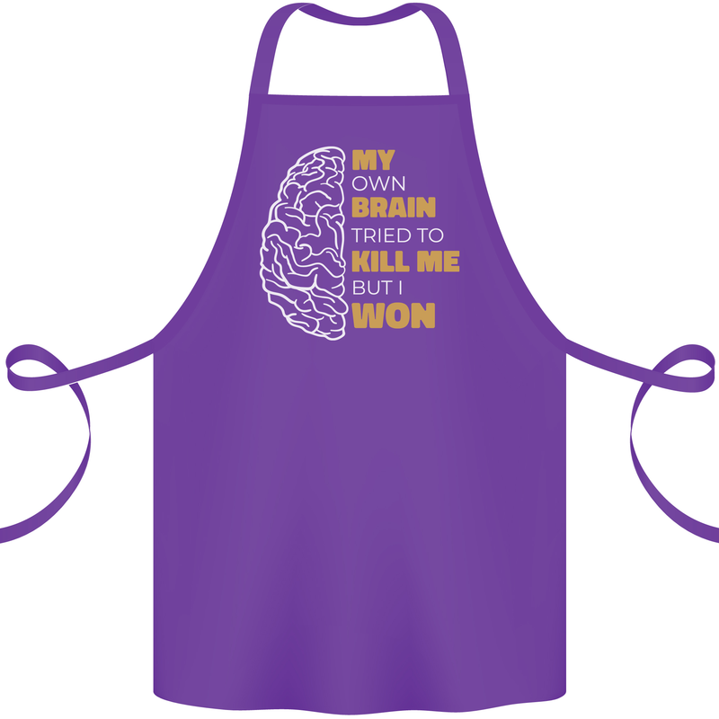 Brain Cancer Aneurysm Awareness Cotton Apron 100% Organic Purple