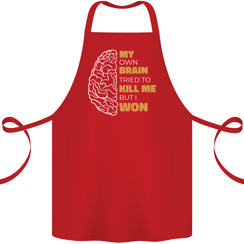 Brain Cancer Aneurysm Awareness Cotton Apron 100% Organic Red