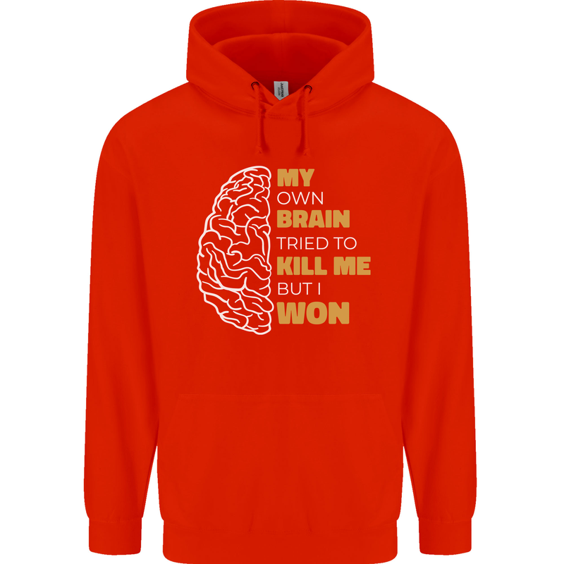 Brain Cancer Aneurysm Awareness Mens 80% Cotton Hoodie Bright Red